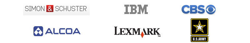 IBM, Simon & Schuster, CBS, DBI Services, Mercer, Alcoa, Lexmark, USSOCOM, U.S. Army Special Forces, Department of State, City of Carthage